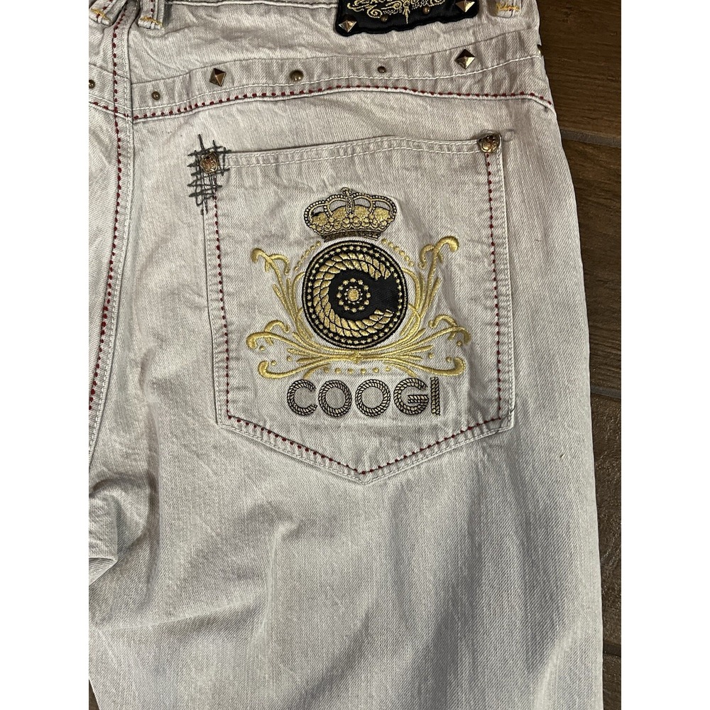 COOGI Men's Australia Jeans Size 42x35 Embroidered Logo Gray Denim Distressed - Picture 15 of 16